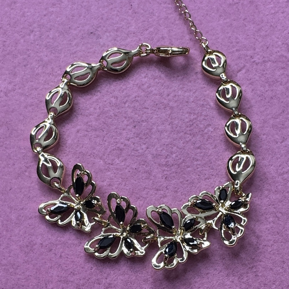 Elegant Gold and Black Butterfly Bracelet